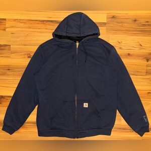 Carhartt Rain Defender Zip Hoodie L Tall Navy Workwear Utility